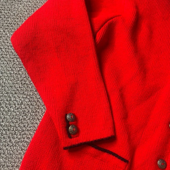 Tally Ho Womens Cardigan Sweater Size Medium Red Long Sleeves Button Front - Picture 3 of 11